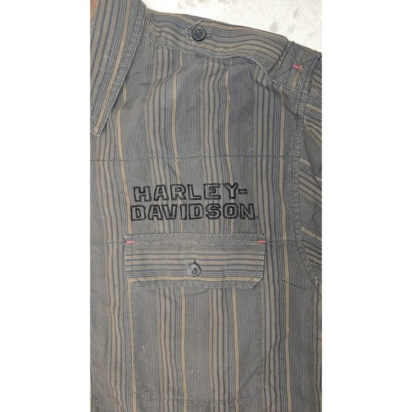Harley Davidson Button Up Shirt Mens 2XL Motorcycle Biker Corduroy Puff‎ Print - Picture 10 of 16